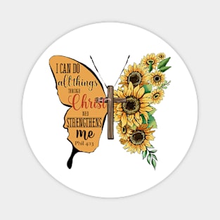 I Can Do All Things Through Christ Who Strengthens Me, Sunflower, Faith Magnet